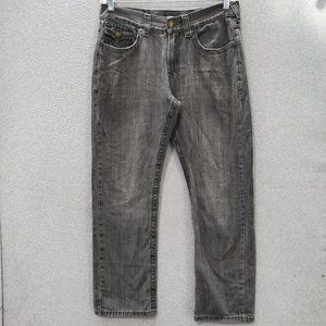 True Religion Rainbow Billy Men‎ Jeans 34 Gray Denim Straight Pockets 31" Inseam